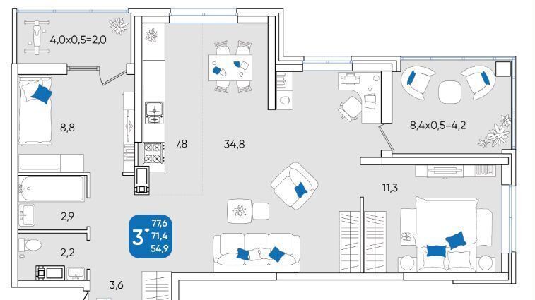 квартира г Краснодар р-н Прикубанский мкр Любимово фото 13