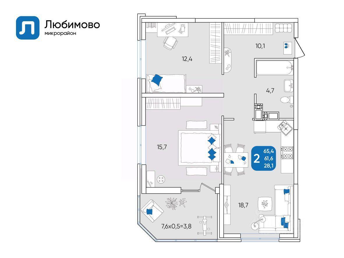 квартира г Краснодар р-н Прикубанский мкр Любимово 7/1 фото 1