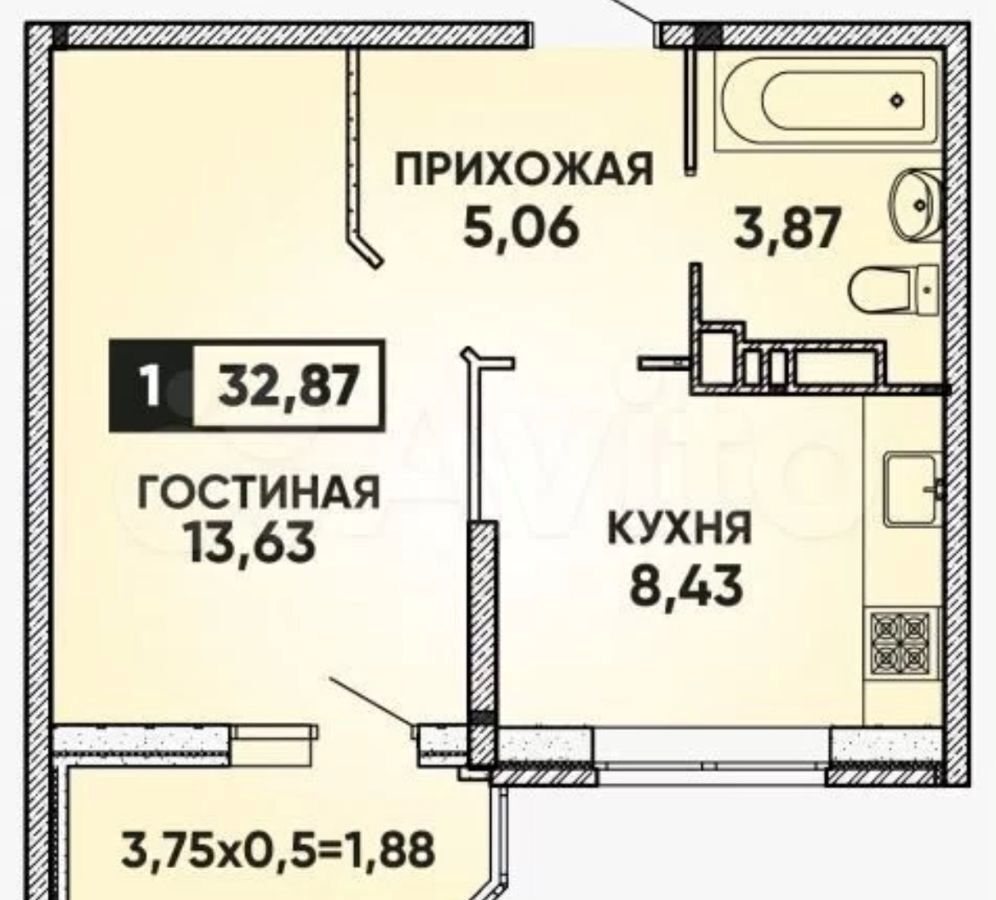 квартира г Краснодар р-н Прикубанский ул им. Героя Яцкова И.В. 19к/2 микрорайон «Губернский» фото 14