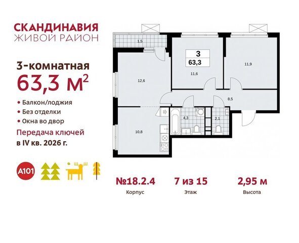 п Сосенское ЖК Скандинавия 2/2 метро Бунинская аллея 18. фото