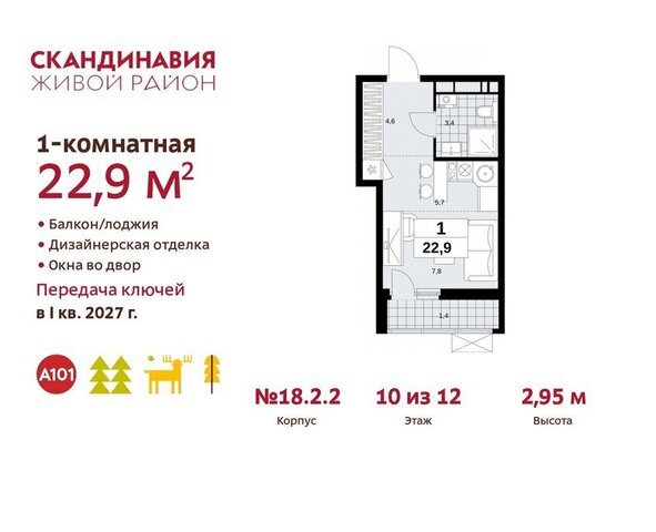 п Сосенское ЖК Скандинавия 2/2 метро Бунинская аллея 18. фото