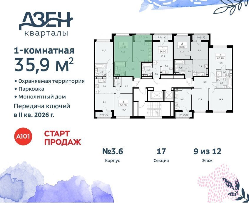 квартира г Москва п Сосенское метро Коммунарка ЖР «Дзен-кварталы» 3/5 фото 3