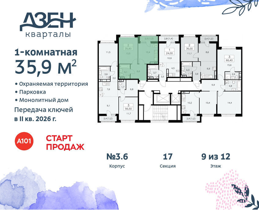 квартира г Москва п Сосенское метро Коммунарка ЖР «Дзен-кварталы» 3/5 фото 4