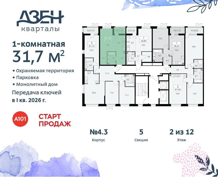 квартира г Москва п Сосенское метро Коммунарка ЖР «Дзен-кварталы» фото 3