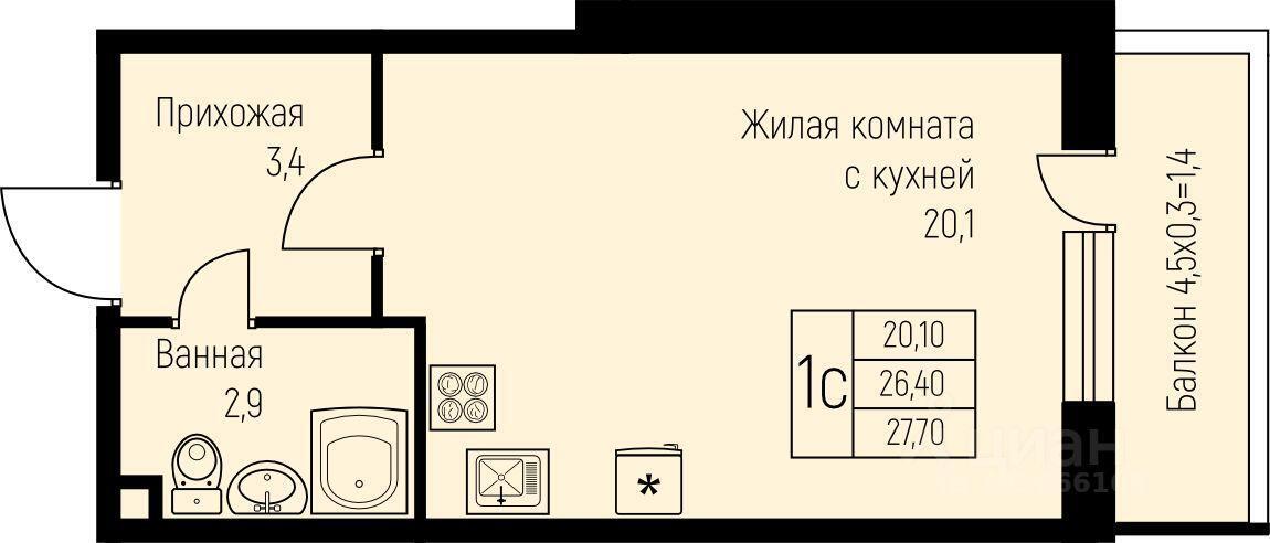 квартира г Краснодар р-н Прикубанский ЖК Берёзовый Зелёная улица фото 1