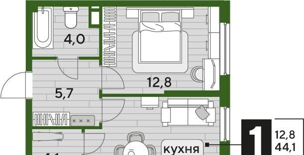 квартира г Краснодар р-н Прикубанский ЖК "Догма Парк" фото 3