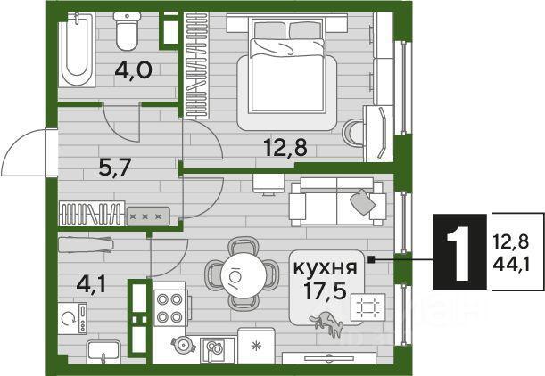 квартира г Краснодар р-н Прикубанский ул им. Марины Цветаевой 3/1 Мкр. «DOGMA PARK» фото 2