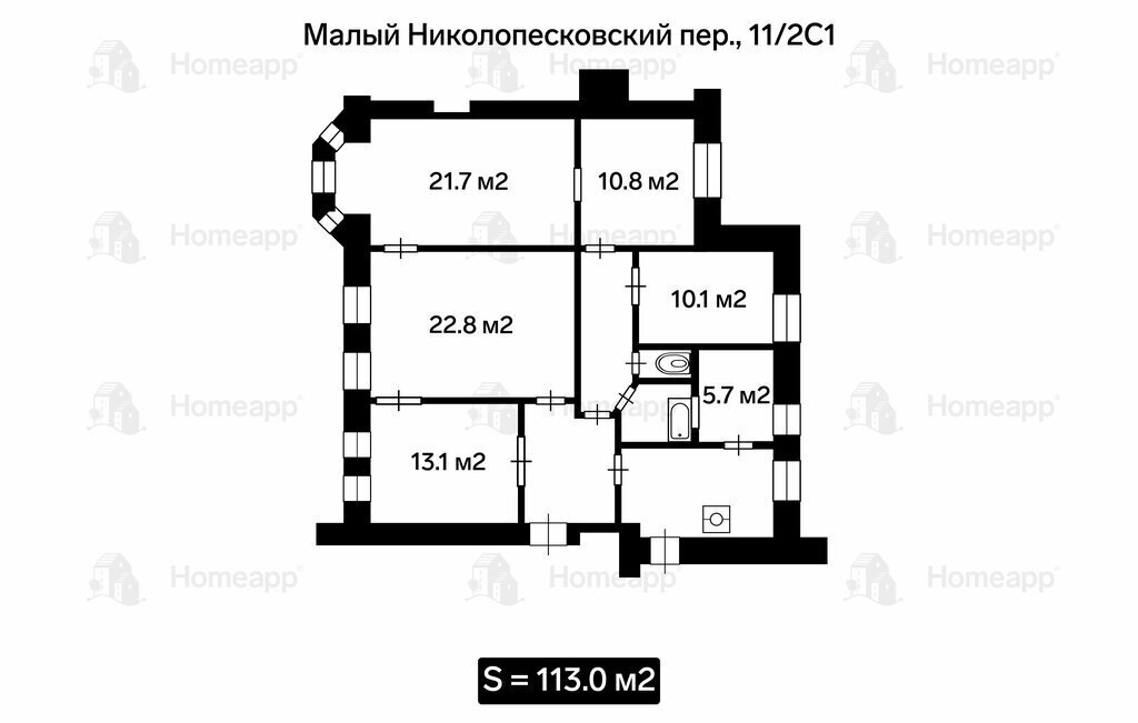 квартира г Москва метро Смоленская пер Малый Николопесковский 11/2с 1 муниципальный округ Арбат фото 24