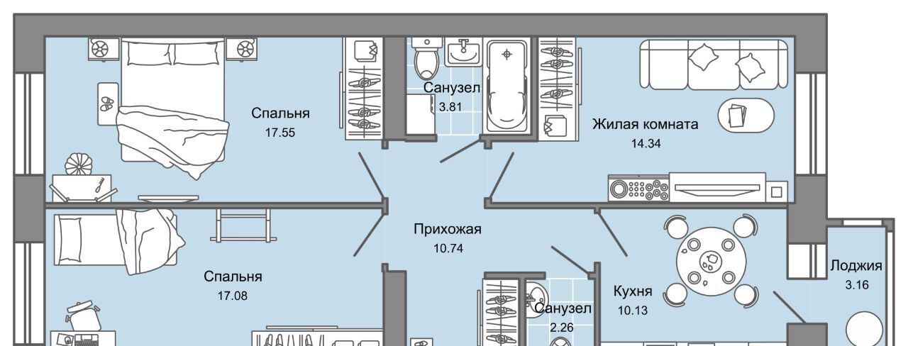 квартира г Ульяновск р-н Заволжский Новый Город ЖК Центрополис 4 Центральный кв-л фото 1