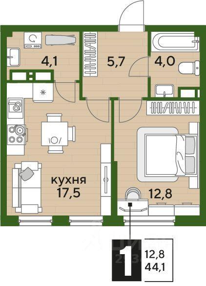 квартира г Краснодар р-н Прикубанский ул Западный Обход Мкр. «DOGMA PARK» фото 2