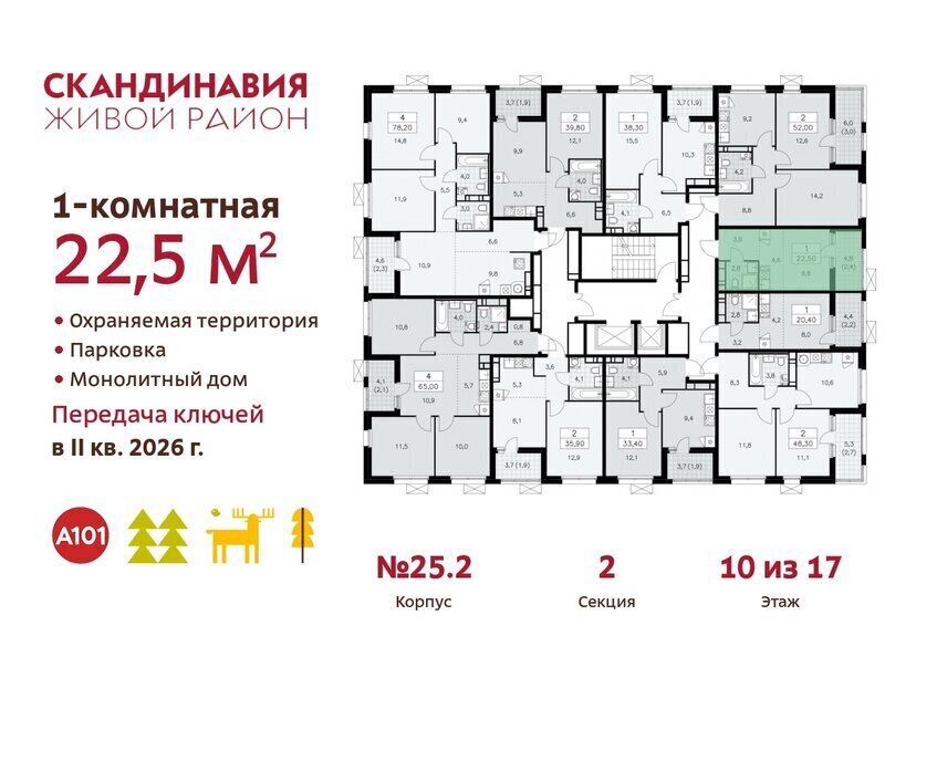 квартира г Москва п Сосенское ЖК Скандинавия 25/2 метро Коммунарка фото 2