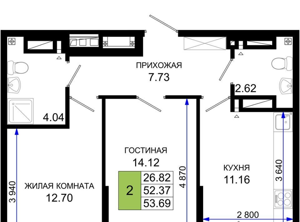 квартира г Ростов-на-Дону р-н Октябрьский пер Нефтекачка ЖК «Октябрь Парк» фото 1