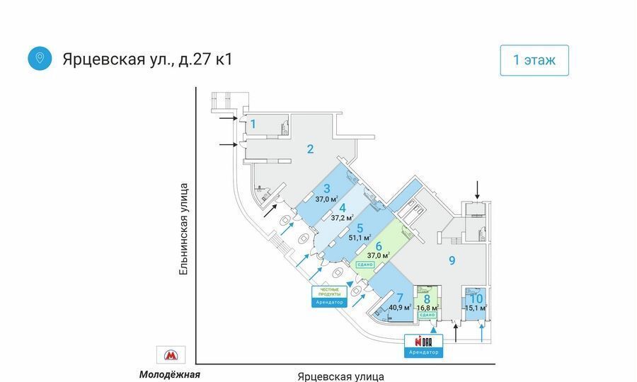 торговое помещение г Москва метро Молодежная ул Ярцевская 27к/1 фото 5