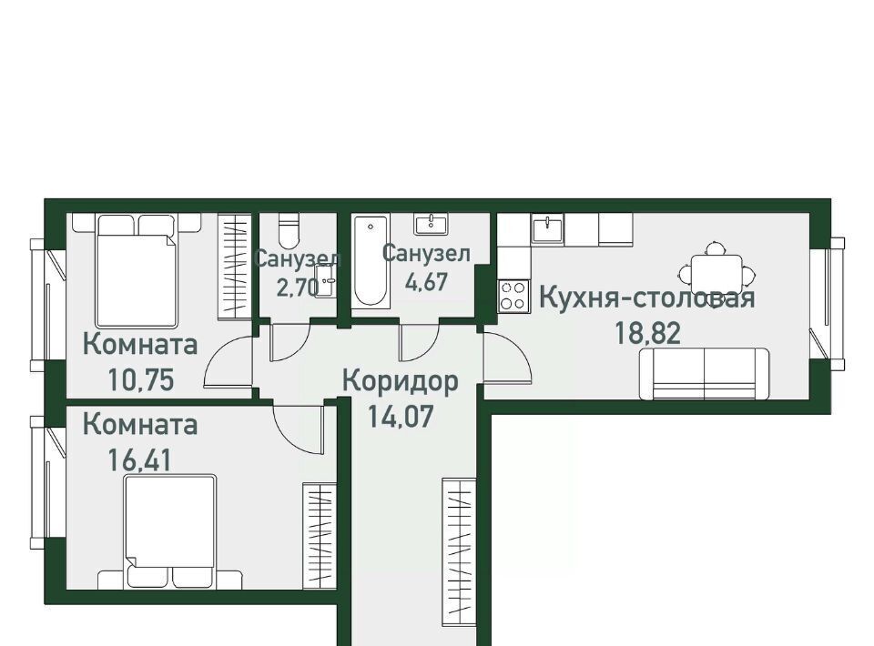 квартира п Западный р-н мкр Привилегия ул Спортивная 15 Кременкульское с/пос фото 1