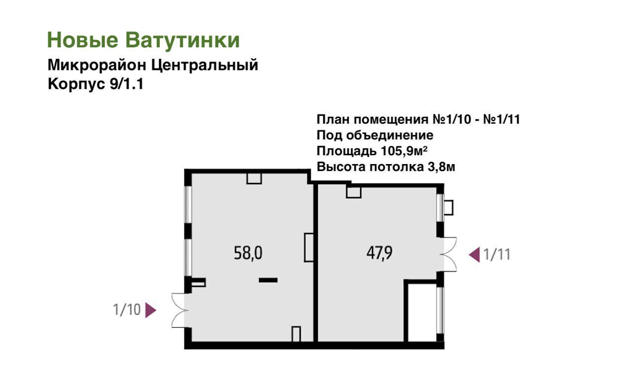 торговое помещение г Москва п Десеновское п Ватутинки новые Ватутинки мкр. «Центральный» Новомосковский административный округ, к 9/1. 1, Московская область фото 4