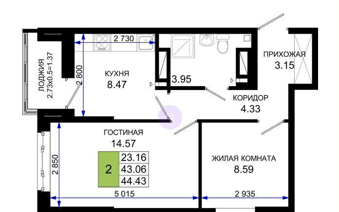 квартира г Ростов-на-Дону р-н Октябрьский ЖК «Октябрь Парк» фото 1