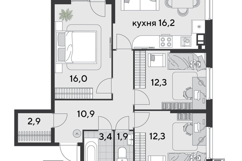 квартира г Краснодар р-н Прикубанский муниципальное образование Краснодар, 1-й Лиговский проезд фото 2