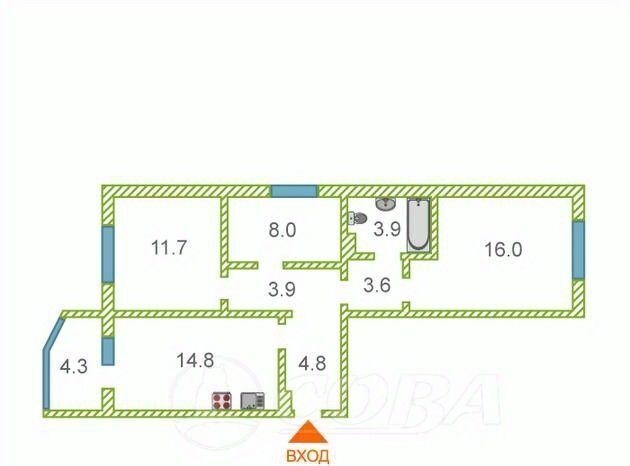 квартира г Нефтеюганск мкр 17-й 2 фото 21