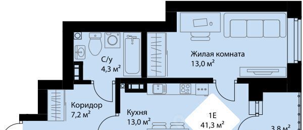 квартира г Екатеринбург р-н Орджоникидзевский Эльмаш ЖК Веер Парк Проспект Космонавтов, жилрайон фото 1