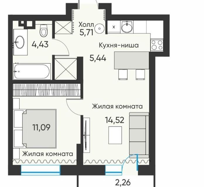 квартира г Новосибирск р-н Ленинский пл Райсовета 14 ЖК «Парково» городской округ Новосибирск фото 6