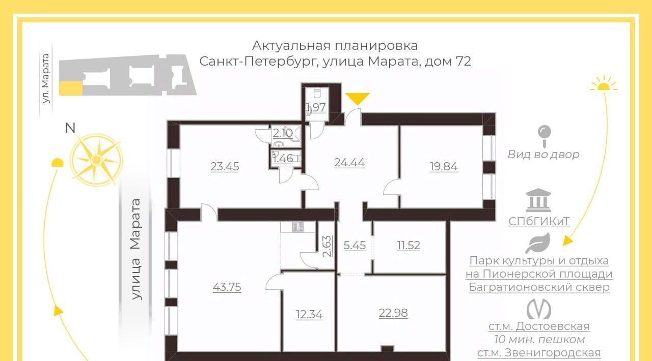 квартира г Санкт-Петербург метро Звенигородская ул Марата 72 Владимирский округ фото 2