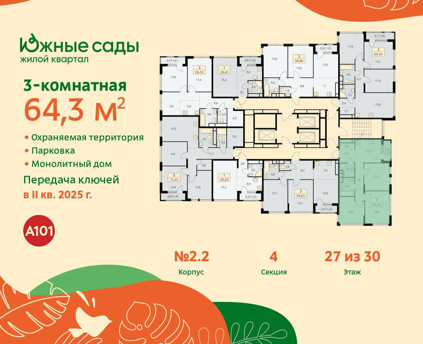 квартира г Москва метро Улица Горчакова ЖК «Южные сады» к 2. 2 фото 2