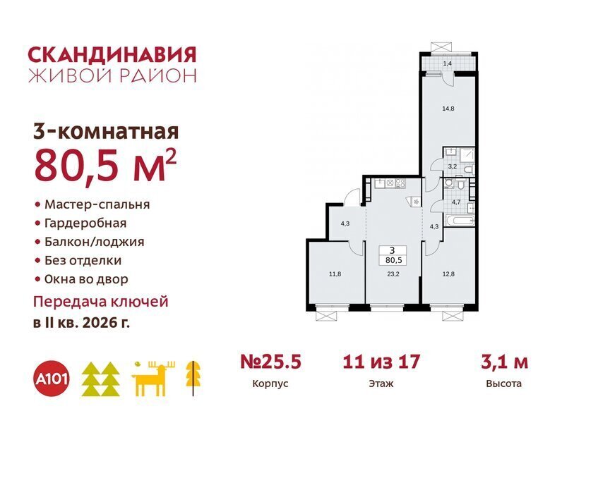 квартира г Москва п Сосенское ЖК Скандинавия метро Коммунарка фото 1