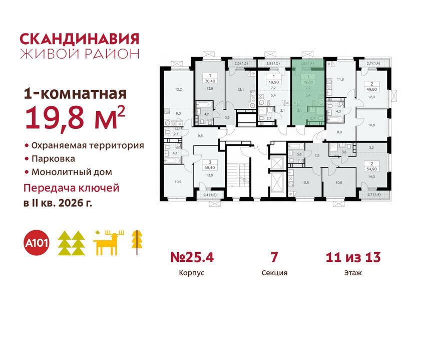 квартира г Москва п Сосенское ЖК Скандинавия 25/4 метро Коммунарка фото 2