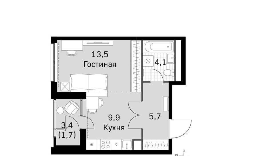 квартира г Москва метро Трикотажная ЖК Скай Гарден фото 2