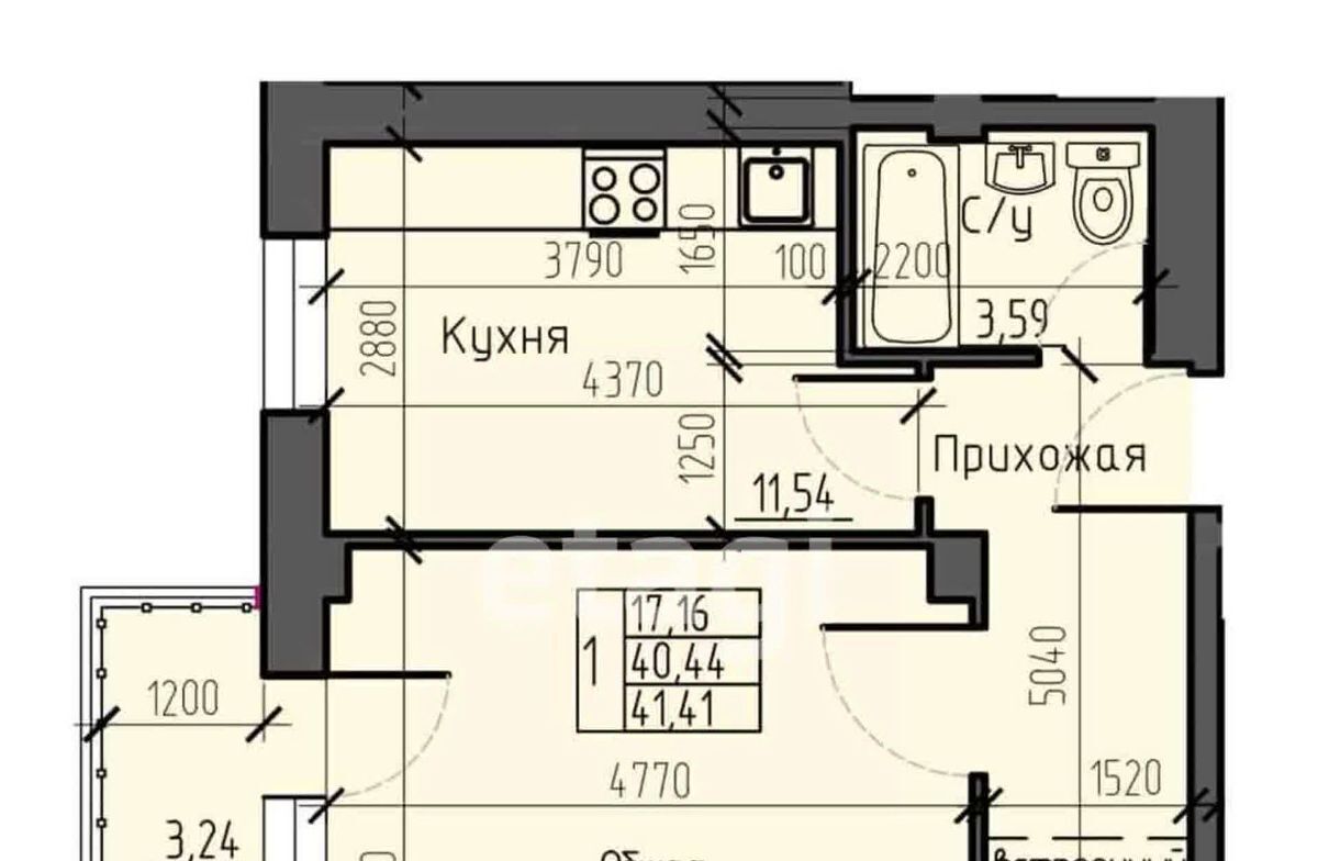 Продам однокомнатную новостройку ш Северное 50а в Центральном районе в  городе Красноярске 41.0 м² этаж 9/9 5670000 руб база Олан ру объявление  123345742