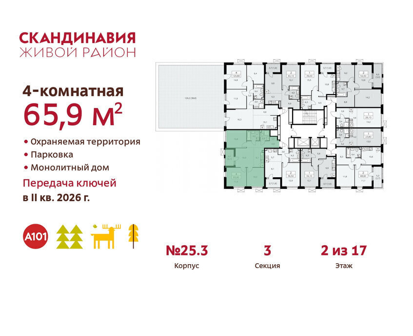 квартира г Москва п Сосенское ЖК Скандинавия 25/3 метро Коммунарка фото 2