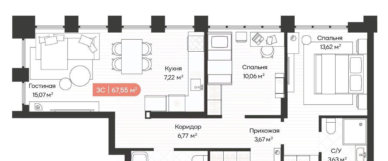 квартира г Новосибирск р-н Октябрьский Речной вокзал ул Ленинградская 342 ЖК «Balance» фото 1