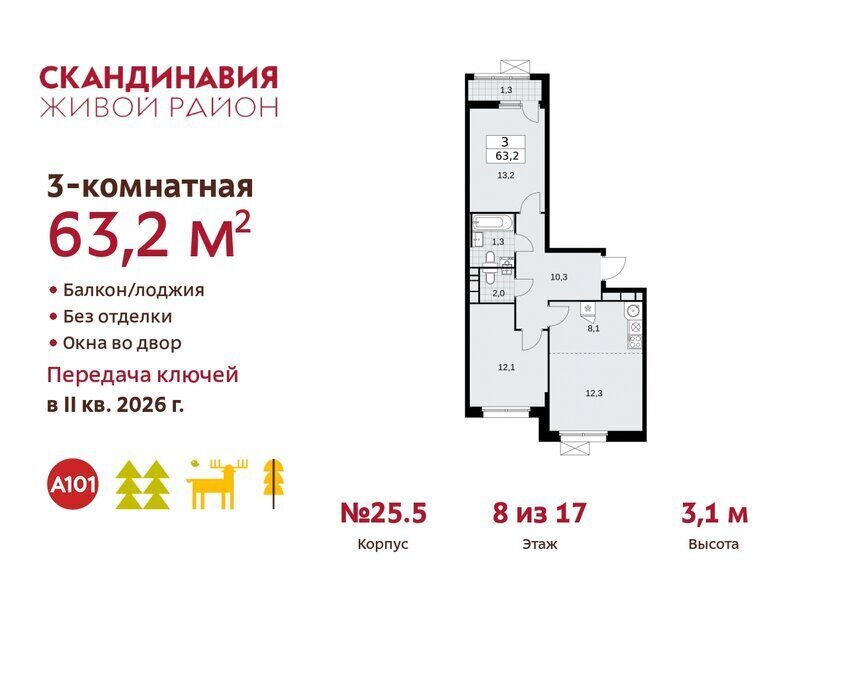 квартира г Москва п Сосенское ЖК Скандинавия метро Коммунарка фото 1