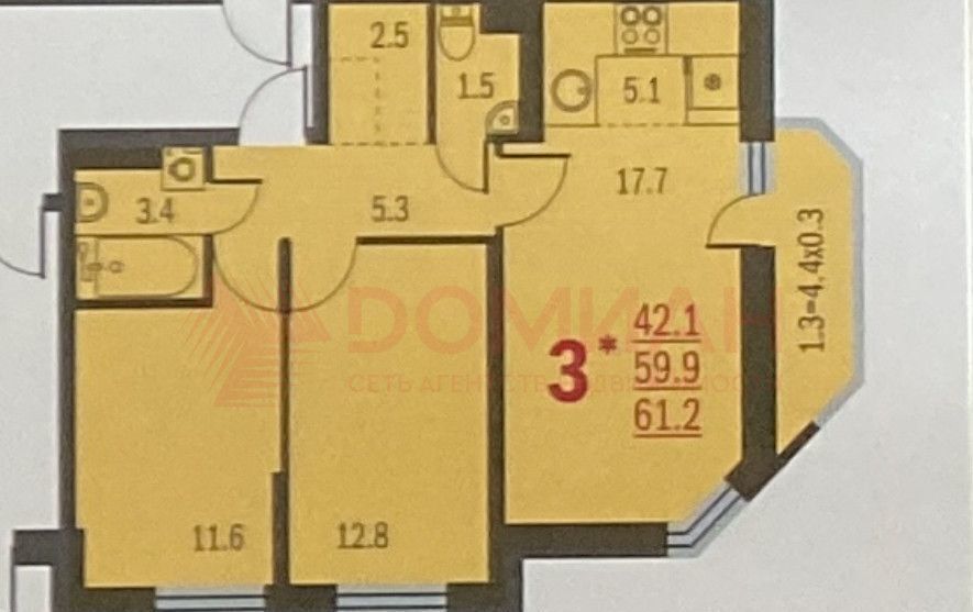 квартира г Батайск ул Половинко 280/3к 2 ЖК «Южный Берег» фото 21