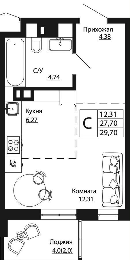 квартира г Ростов-на-Дону р-н Пролетарский ЖК «Текучев» фото 1