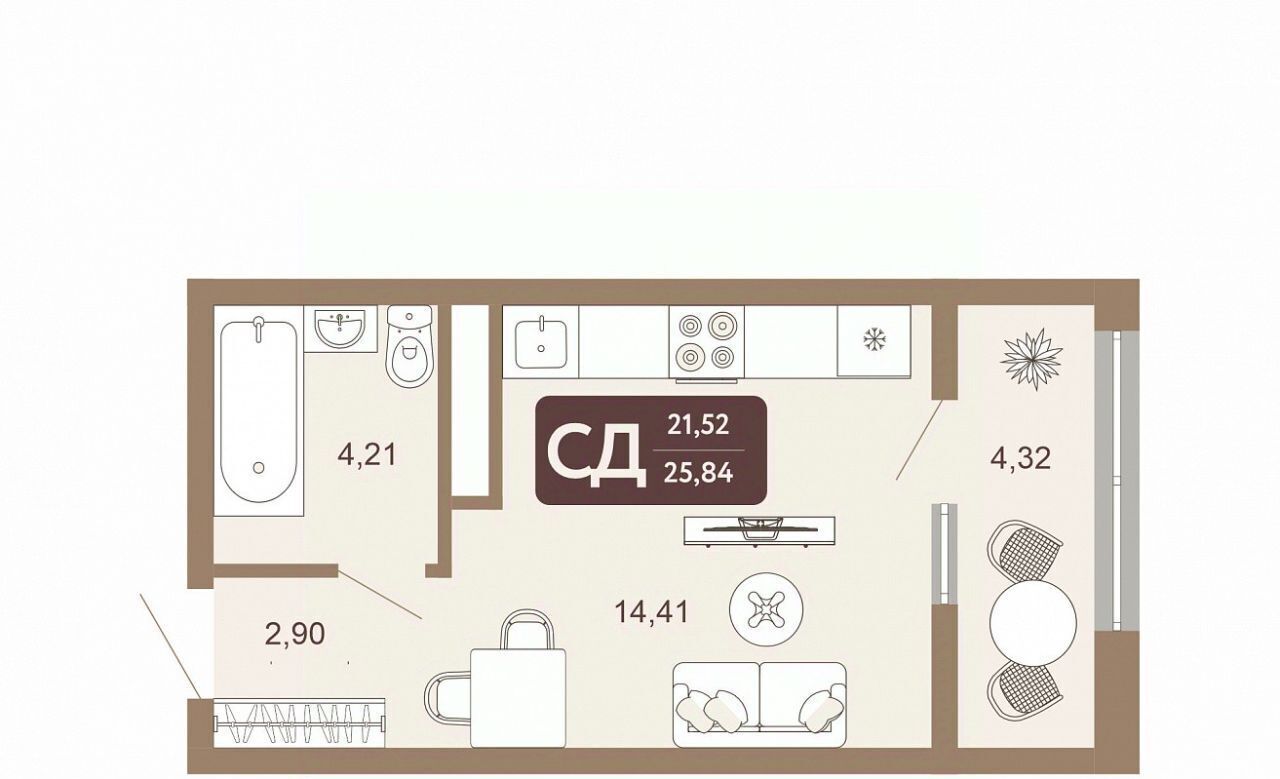 квартира г Тобольск 15-й микрорайон ЖК «Европейский квартал» фото 1