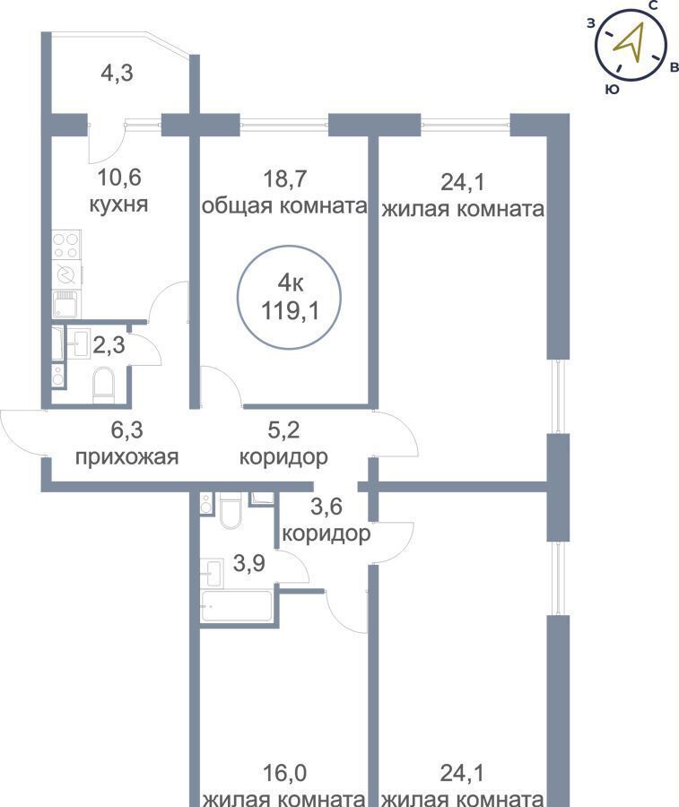 квартира г Ханты-Мансийск ЖК Светлый фото 1