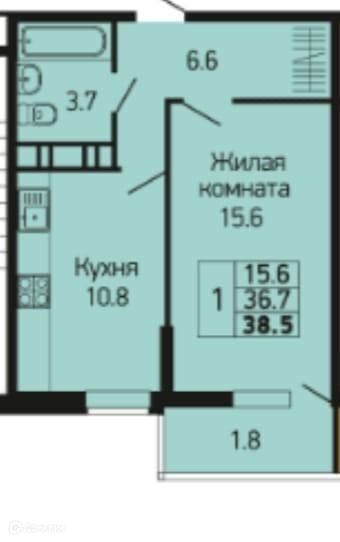 квартира г Краснодар р-н Прикубанский ул им. Героя Георгия Бочарникова 4к/1 муниципальное образование Краснодар фото 9