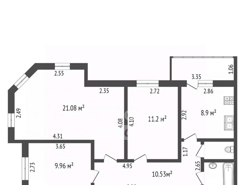 квартира г Кострома п Малышково ул Суслова 15 фото 2