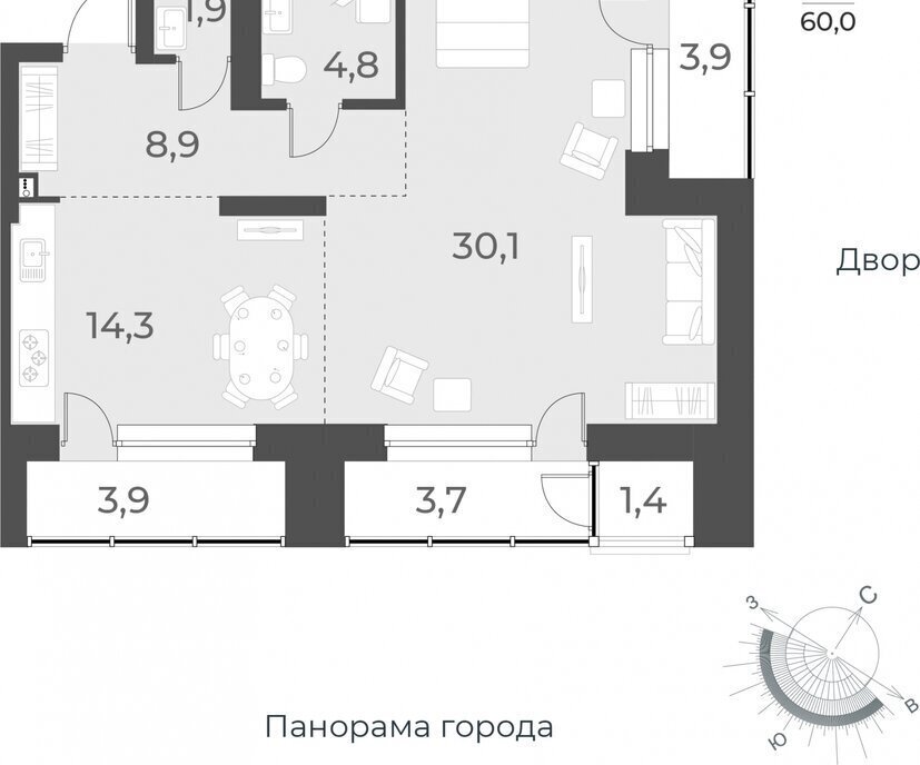 квартира г Новосибирск р-н Заельцовский Заельцовская ул Аэропорт 62 фото 1