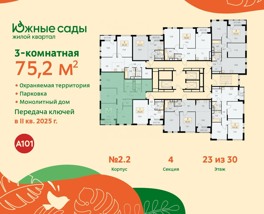 квартира г Москва метро Улица Горчакова ЖК «Южные сады» к 2. 2 фото 2