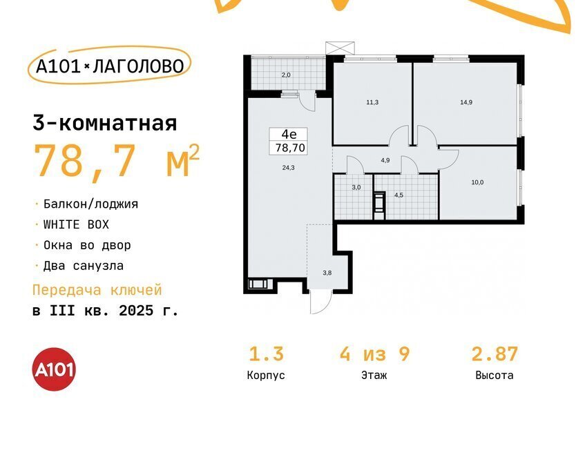 квартира р-н Ломоносовский д Лаголово ЖК «А101 Лаголово» Ленинский проспект фото 1