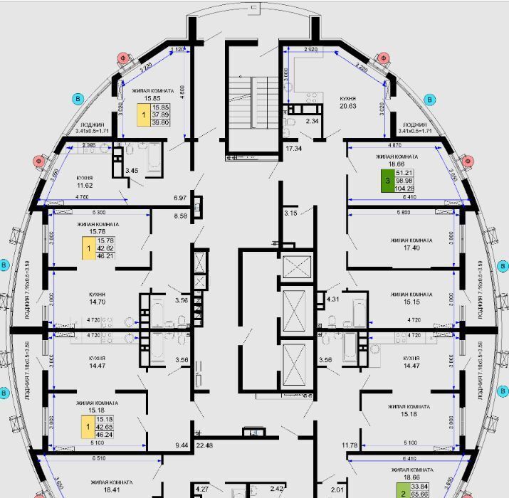 квартира г Краснодар р-н Центральный ул Воронежская 47/35 фото 2