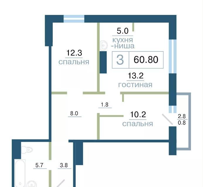 квартира г Красноярск р-н Железнодорожный ул Профсоюзов 7/1 ЖК Дубенский фото 1