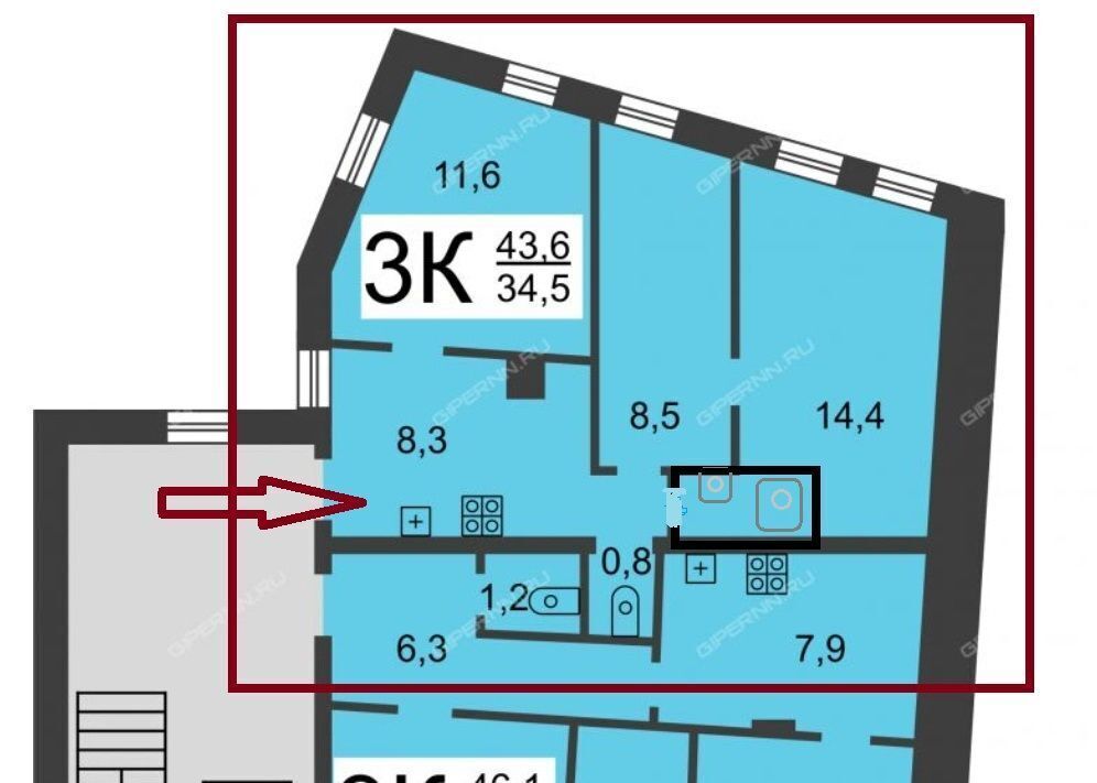 квартира г Нижний Новгород Московская ул Интернациональная 25 фото 14