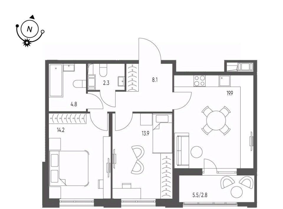 квартира г Омск р-н Кировский микрорайон Зелёная Река 13 фото 1