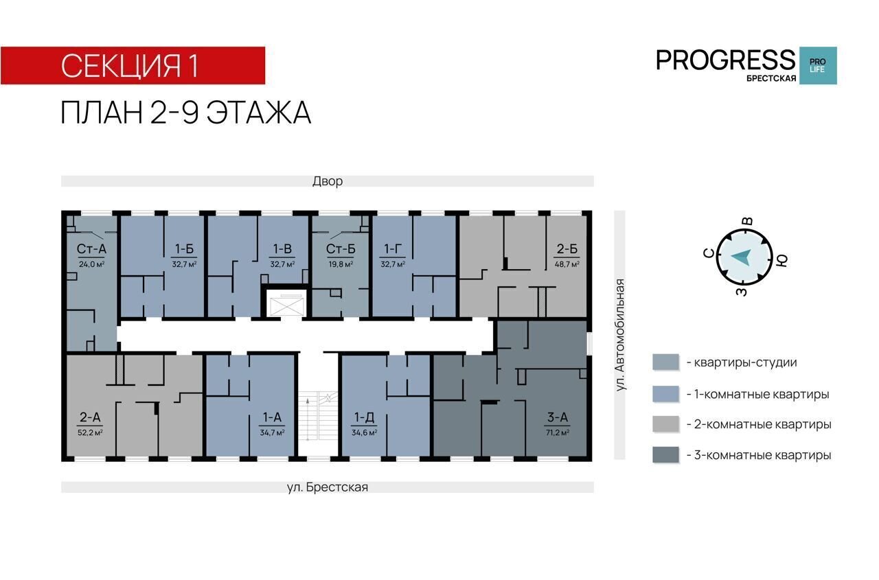 квартира г Астрахань р-н Советский ЖК «PROGRESS Брестская» фото 11