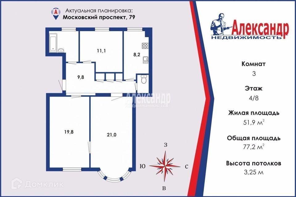 квартира г Санкт-Петербург пр-кт Московский 79 Адмиралтейский район фото 1