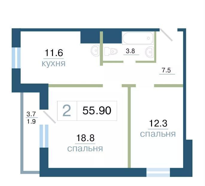 квартира г Красноярск р-н Железнодорожный ул Профсоюзов 7/2 фото 1