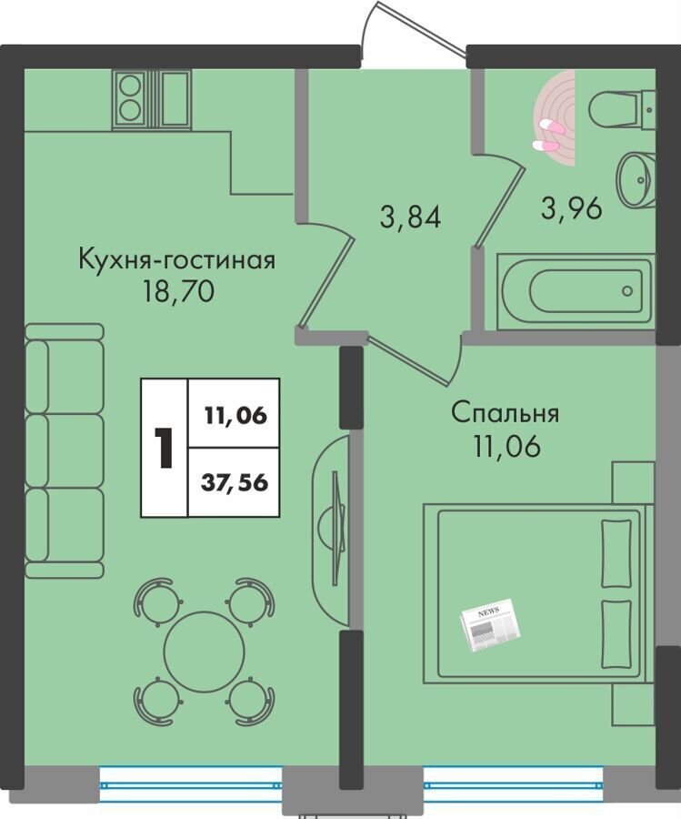 квартира г Краснодар р-н Прикубанский ул им. генерала Брусилова 1/2 д. 5 фото 1